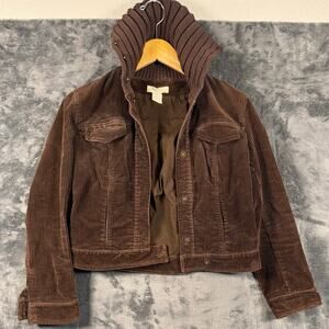 VTG Y2K J Crew Cropped Corduroy Trucker Jacket Women's Small Brown